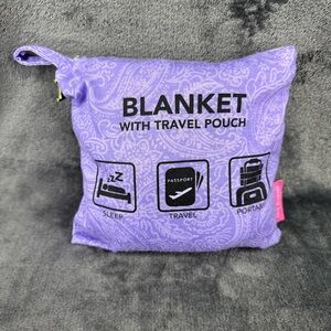 Isaac Mizrahi Purple Paisley Travel Blanket with Pouch Lilac Lavender